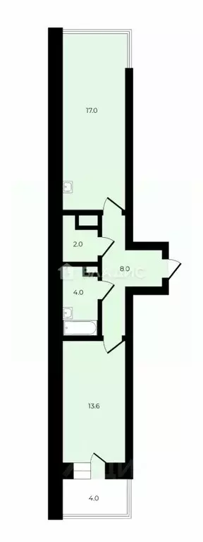 1-к кв. Владимирская область, Владимир ул. Нижняя Дуброва, 47к1 (44.0 ... - Фото 2