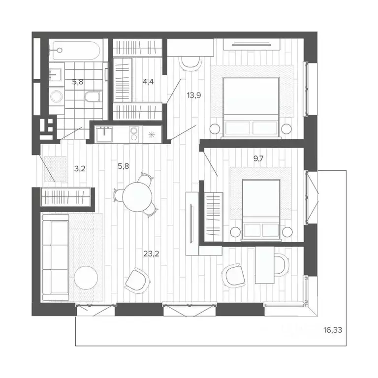 3-к кв. алтайский край, барнаул тракт змеиногорский, 35б (82.33 м) - Фото 0