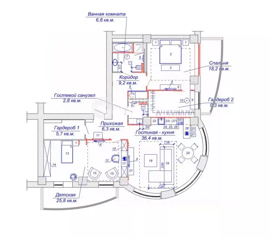 3-к кв. Свердловская область, Екатеринбург ул. Машинная, 1Бк1 (155.0 ... - Фото 2