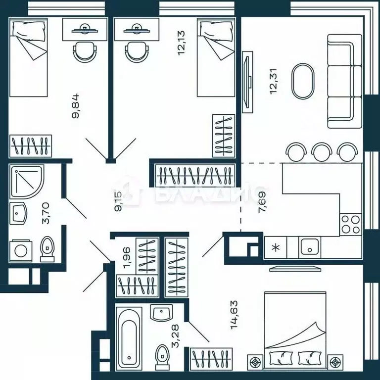 3-к кв. Московская область, Красногорск ул. Молодежная, 6 (75.0 м) - Фото 1