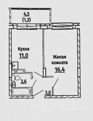 1-к кв. Чувашия, Чебоксары Гражданская ул., 95 (38.5 м) - Фото 2