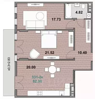 2-к кв. Калининградская область, Зеленоградск ул. Гагарина (82.53 м) - Фото 1