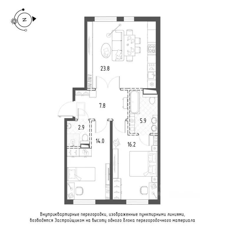 2-к кв. Санкт-Петербург Лисичанская ул., 15 (70.4 м) - Фото 0