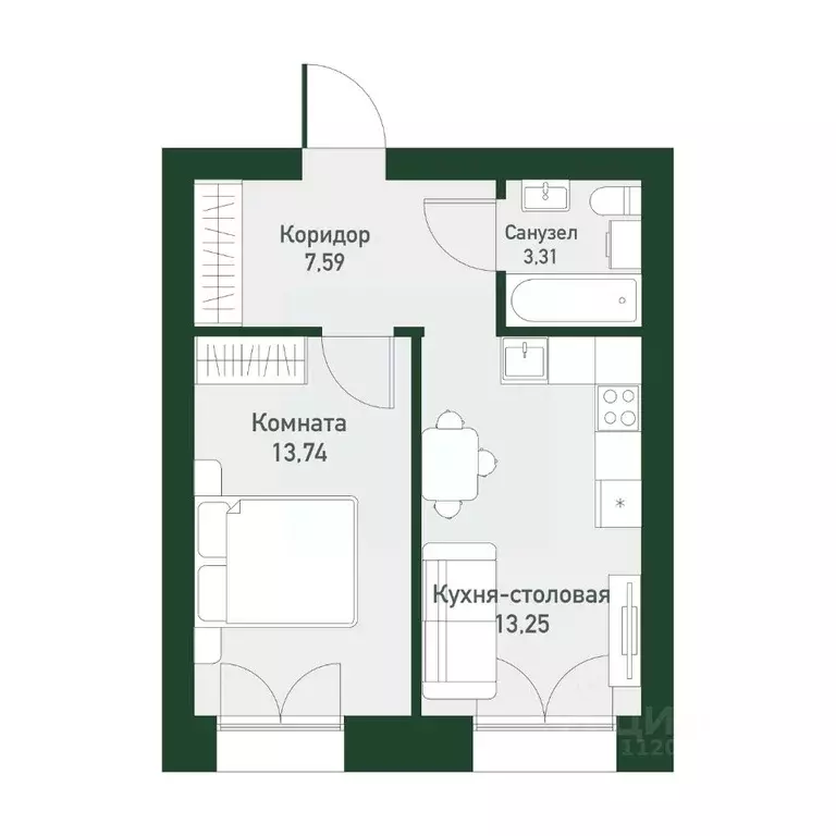 1-к кв. Свердловская область, Екатеринбург ул. Амундсена, 165 (37.7 м) - Фото 0