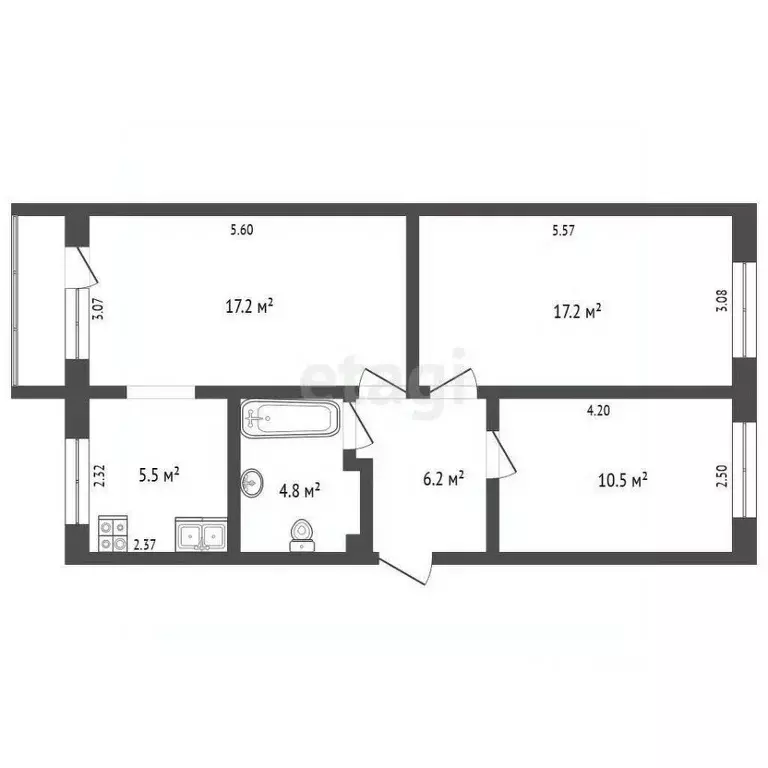3-к кв. Архангельская область, Архангельск Соломбала исторический ... - Фото 2