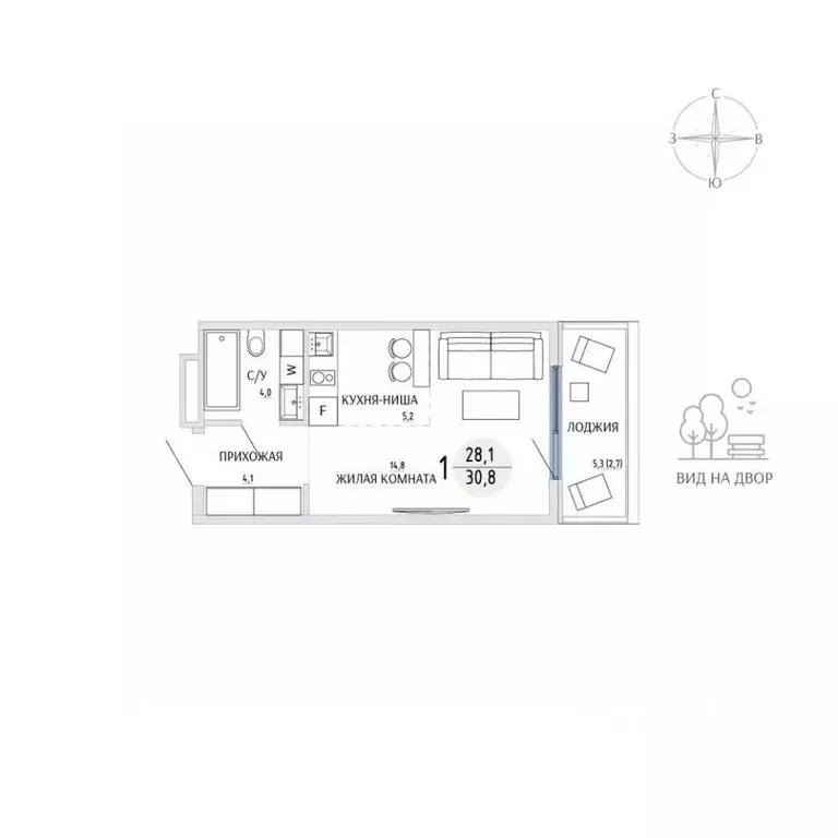 Студия Крым, Керчь ул. Комарова, 86/13 (30.8 м) - Фото 1