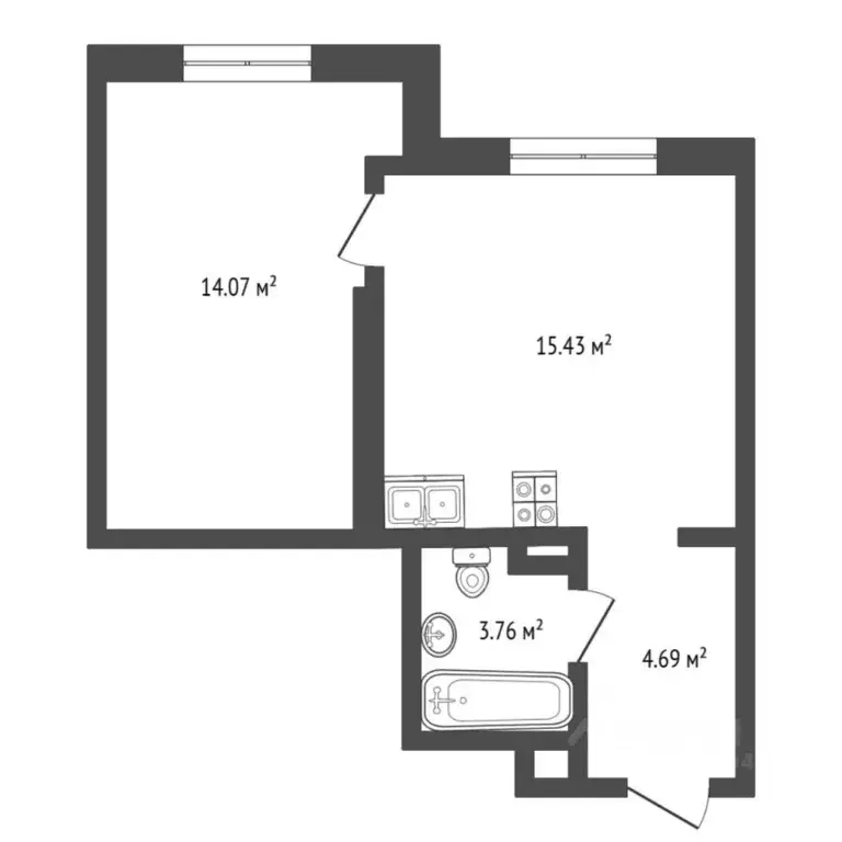 1-к кв. Тюменская область, Тюмень ул. Андрея Кореневского, 5 (37.95 м) - Фото 1