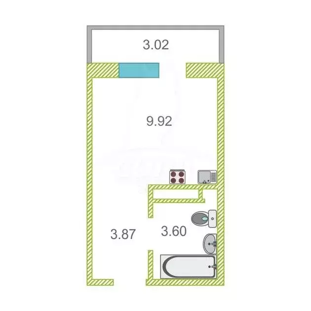 Квартира-студия: Тюмень, Интернациональная улица, 199к4 (15.8 м) - Фото 0