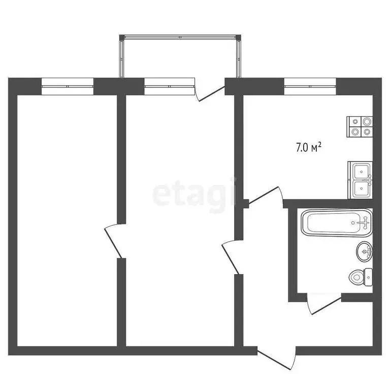 2-комнатная квартира: Клин, улица Карла Маркса, 89 (44.1 м) - Фото 0