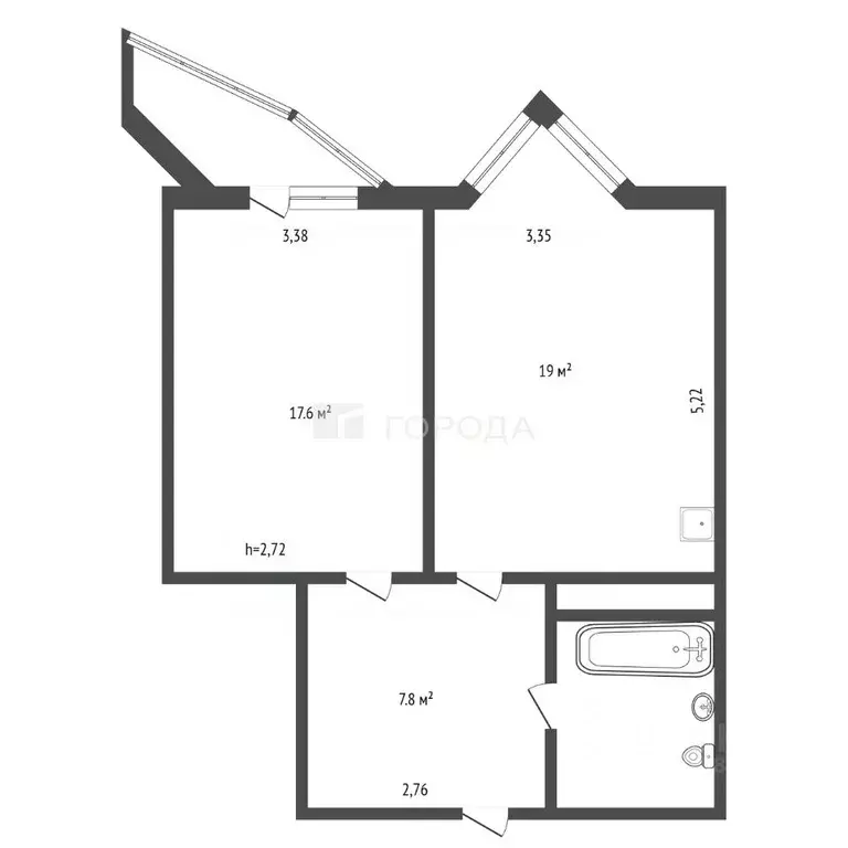 2-к кв. Кемеровская область, Новокузнецк просп. Н.С. Ермакова, 7 (49.1 ... - Фото 2