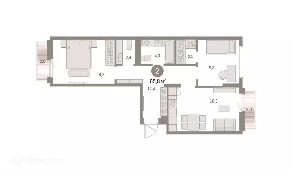 Продаётся 2-к квартира, 65.8 м - Фото 0