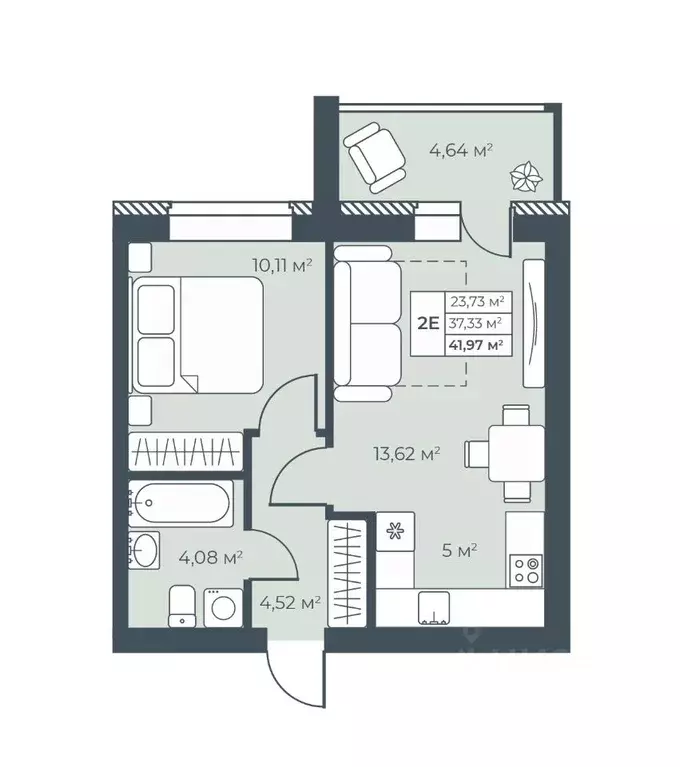 2-к кв. Нижегородская область, Выкса инженера Шухова кв-л,  (41.97 м) - Фото 1