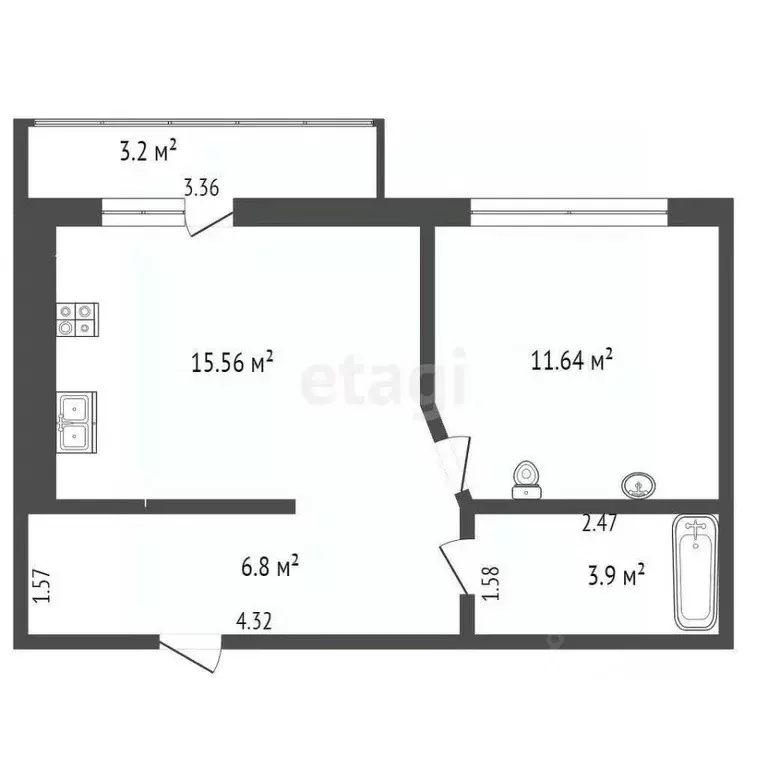 1-к кв. Калининградская область, Калининград Алданская ул., 38 (38.0 ... - Фото 1