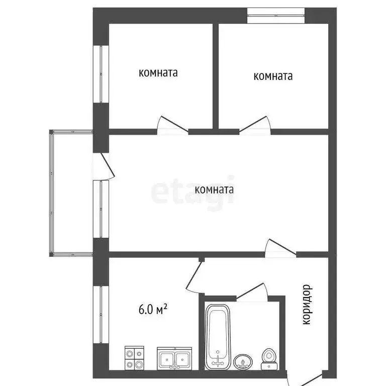 3-комнатная квартира: Анапа, Крымская улица, 128 (57 м) - Фото 0