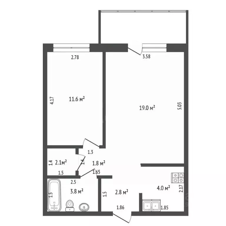 2-к кв. Саха (Якутия), Якутск Борисовка-2 мкр, 5 (45.1 м) - Фото 2