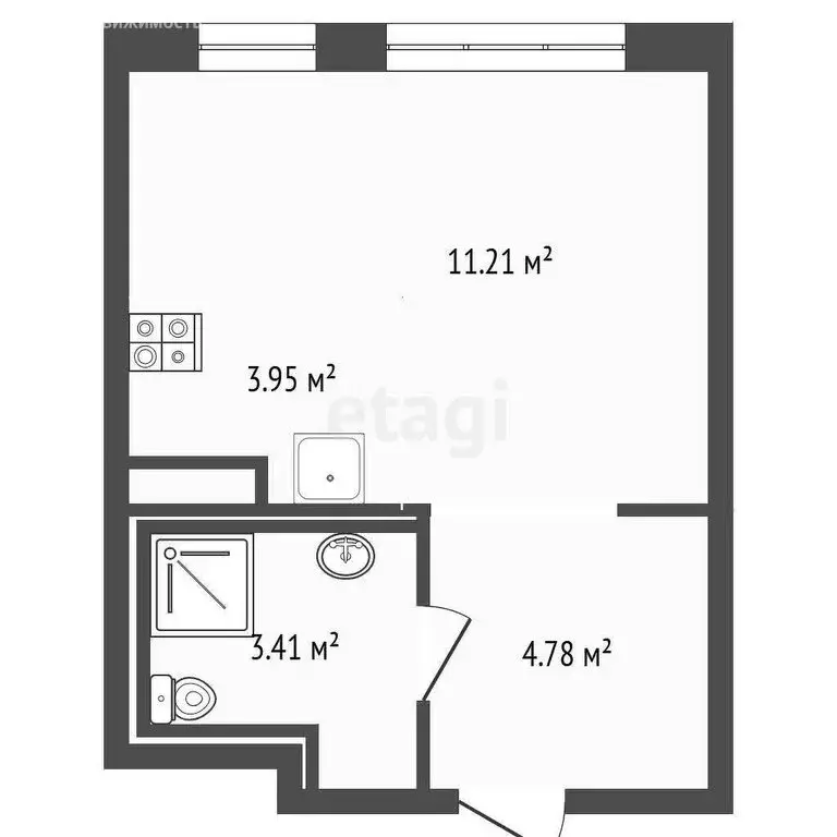 Квартира-студия: Тюмень, улица Юрия Рогачева, 9к2 (24 м) - Фото 1