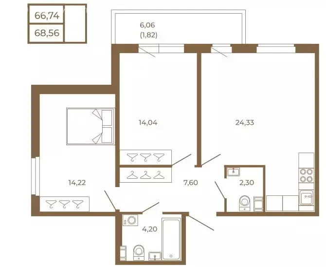2-комнатная квартира: Сертолово, ЖК Новая История (68.56 м) - Фото 1