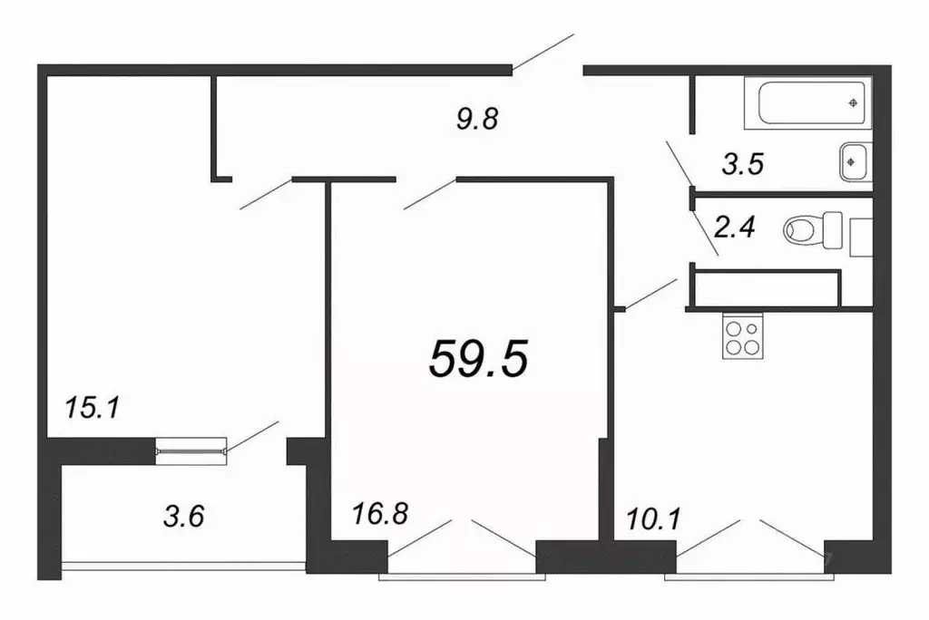 2-к кв. Санкт-Петербург Черниговская ул., 17 (59.8 м) - Фото 0