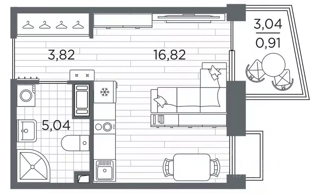 Студия Санкт-Петербург Полюстровский просп., 87 (26.59 м) - Фото 1
