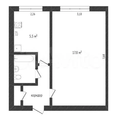 1-к. квартира, 21,7 м, 2/5 эт. - Фото 0