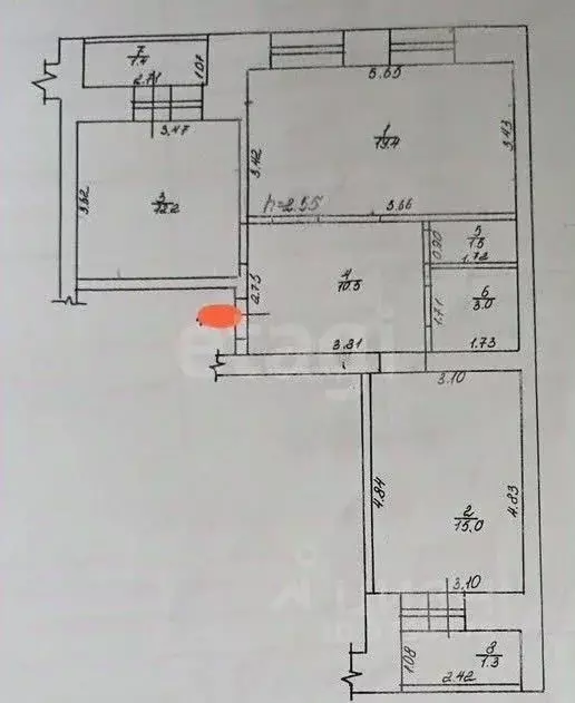 2-к кв. Татарстан, Казань ул. Юлиуса Фучика, 82 (61.6 м) - Фото 2