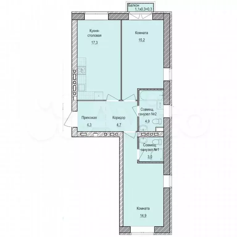 2-к. квартира, 65 м, 2/5 эт. - Фото 0