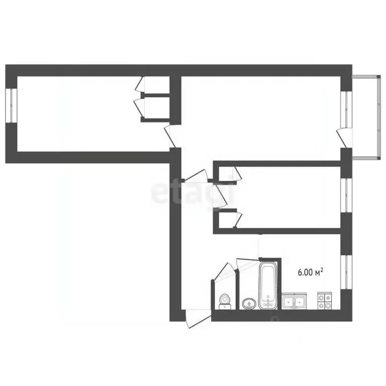 3-к кв. Вологодская область, Харовск ул. Красное Знамя, 11 (57.9 м) - Фото 1