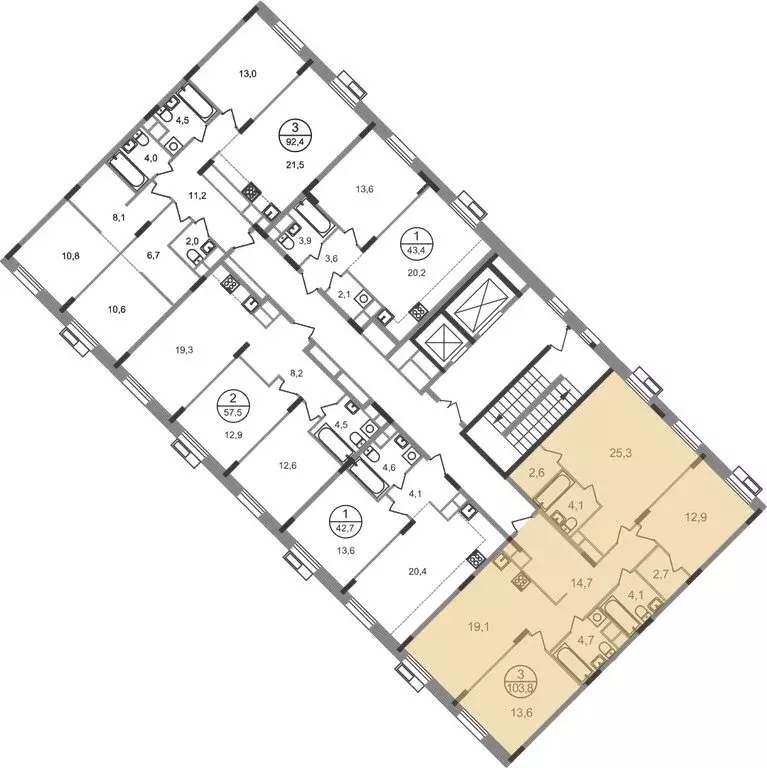 3-комнатная квартира: посёлок городского типа Заречье, жилой комплекс ... - Фото 2