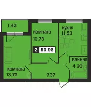 2-к кв. Владимирская область, Муром Новая Слобода мкр,  (50.98 м) - Фото 0