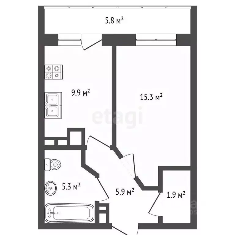 1-к кв. Ростовская область, Ростов-на-Дону просп. Ленина, 140а (38.7 ... - Фото 2