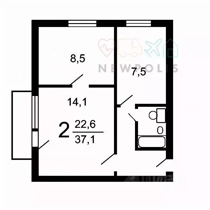 2-к кв. Москва ул. Алабяна, 17К1 (37.0 м) - Фото 1