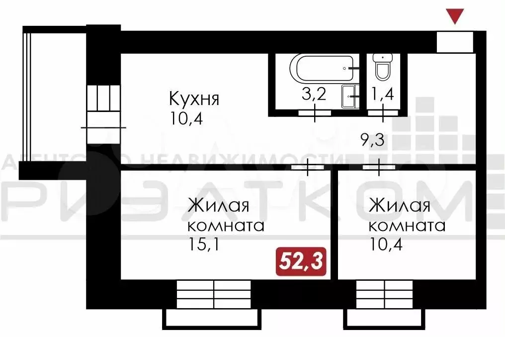 2-к. квартира, 53 м, 5/10 эт. - Фото 0