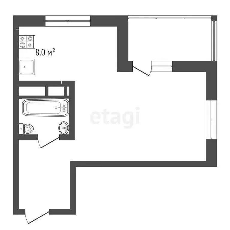 1-комнатная квартира: Тюмень, Дамбовская улица, 25к1 (33.8 м) - Фото 0