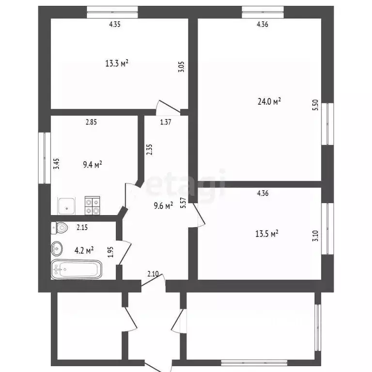Дом в Свердловская область, Тугулым пгт ул. Заречная (74 м) - Фото 2