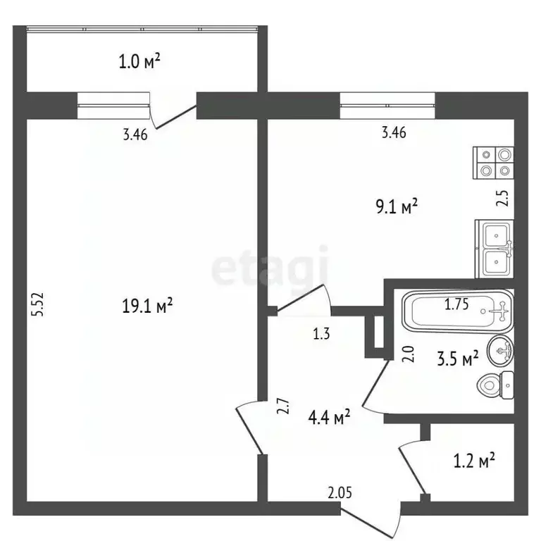1-к кв. Мордовия, Саранск ул. Фурманова, 55 (41.0 м) - Фото 2