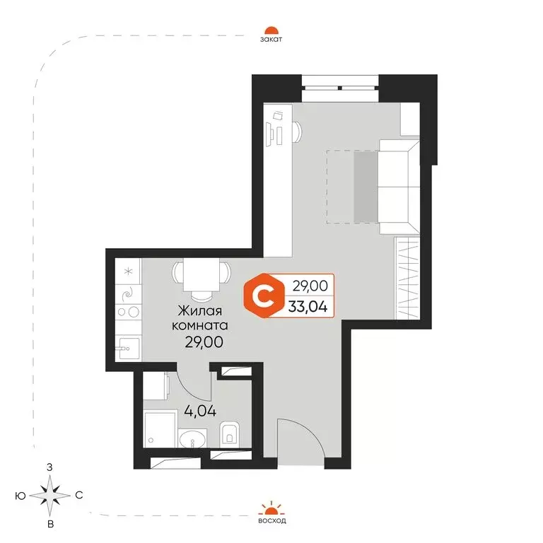 Квартира-студия: Обнинск, Белкинская улица, 34 (33.04 м) - Фото 1
