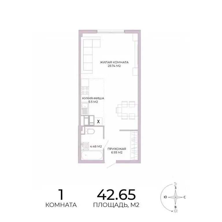 1-к кв. Пензенская область, Пенза Побочинская ул., с18 (42.65 м) - Фото 1