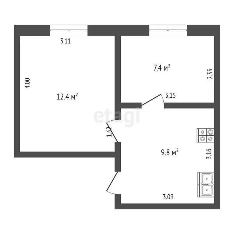 2-комнатная квартира: Тобольск, микрорайон Менделеево, 15 (54.7 м) - Фото 1