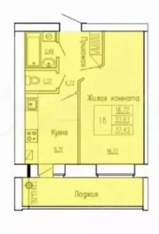 1-к кв. Чувашия, Чебоксары ул. Ашмарина, 27 (38.0 м) - Фото 1