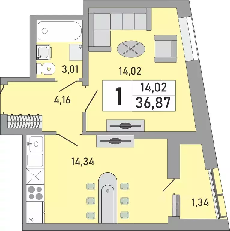 1-к кв. Башкортостан, Уфа Бакалинская ул., 9/1 (36.87 м) - Фото 1
