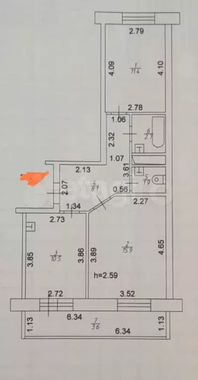 2-к. квартира, 50,4 м, 4/10 эт. - Фото 0