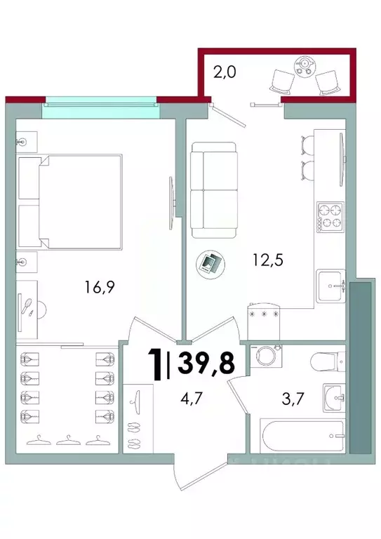 1-к кв. Тверская область, Тверь ул. С.Я. Лемешева, 6 (39.8 м) - Фото 0