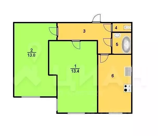 2-к кв. Красноярский край, Норильск Комсомольская ул., 3с1 (51.8 м) - Фото 1