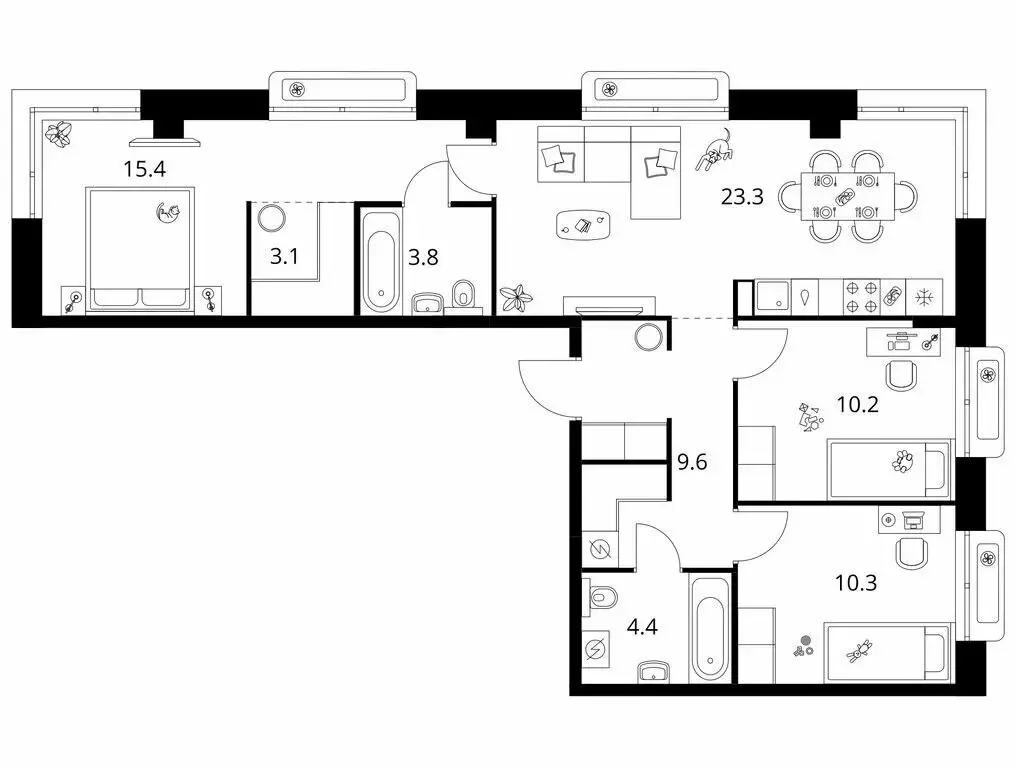 3-комнатная квартира: Казань, ЖК Сиберово, 3 (80.1 м) - Фото 1