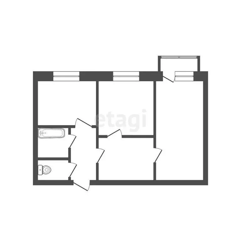 2-комнатная квартира: Бийск, Социалистическая улица, 58 (52.7 м) - Фото 0