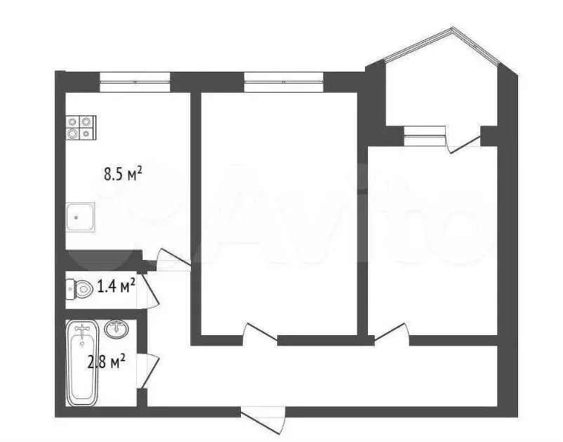 2-к. квартира, 54 м, 9/9 эт. - Фото 0