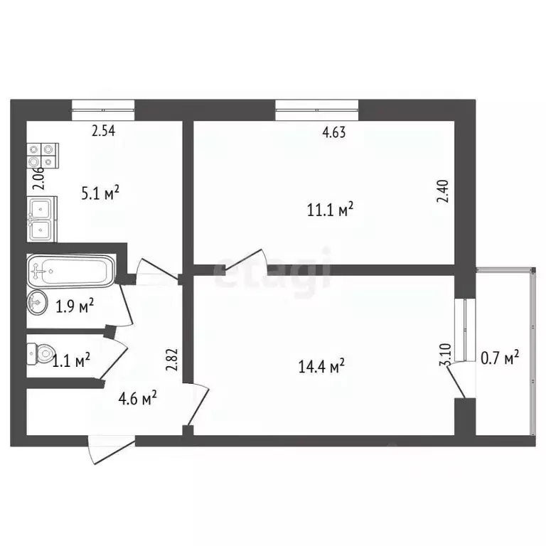 2-к кв. Забайкальский край, Чита ул. Балябина, 37 (39.5 м) - Фото 1