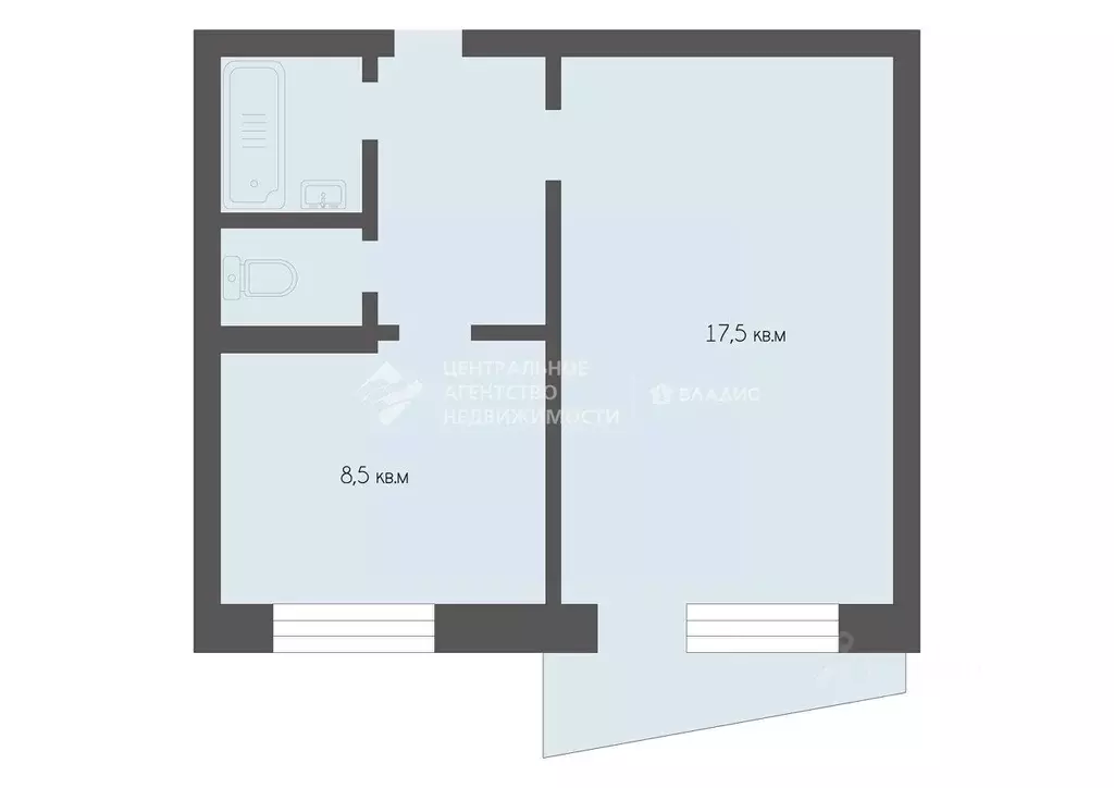 1-к кв. Рязанская область, Рязань ул. Есенина, 110 (33.3 м) - Фото 1