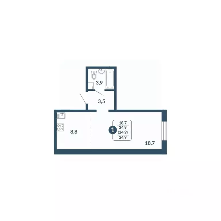 1-к кв. Кировская область, Киров ул. Анжелия Михеева, 5 (34.9 м) - Фото 1