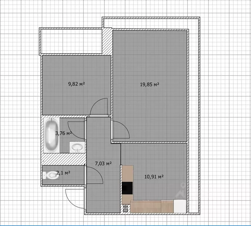2-к кв. Новосибирская область, Новосибирск Охотская ул., 88/3 (55.0 м) - Фото 2